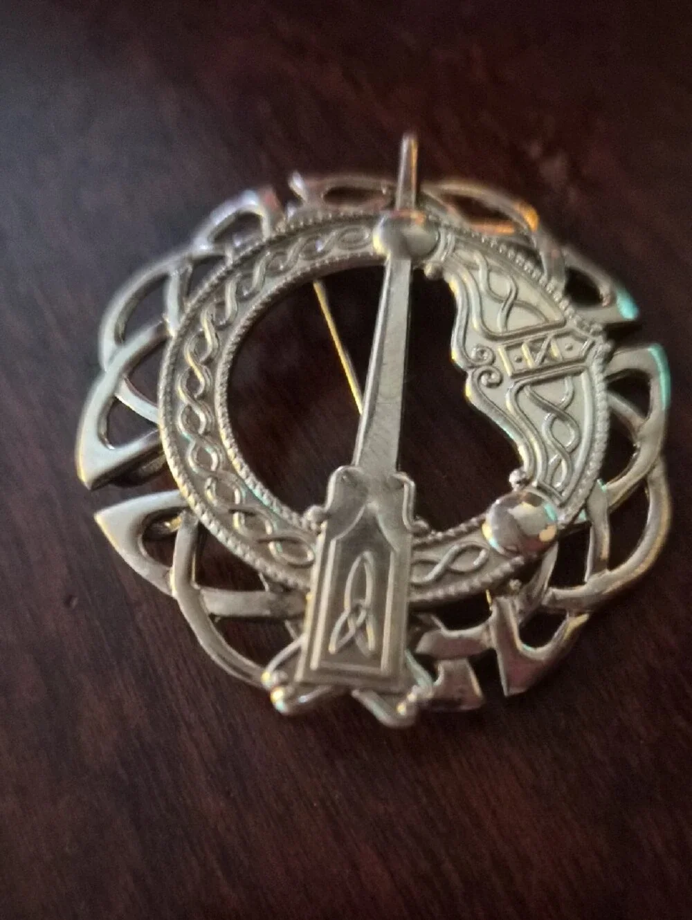Michael Goldstone Sterling Silver Celtic Knot Brooch Pendant Signed Ireland
